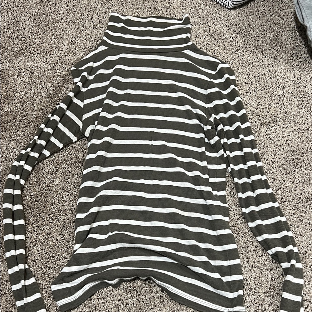 Aerie Striped Olive and Cream Top